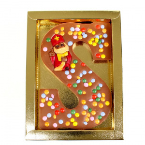 Alternative view of Luxe chocoladeletter met smarties wit