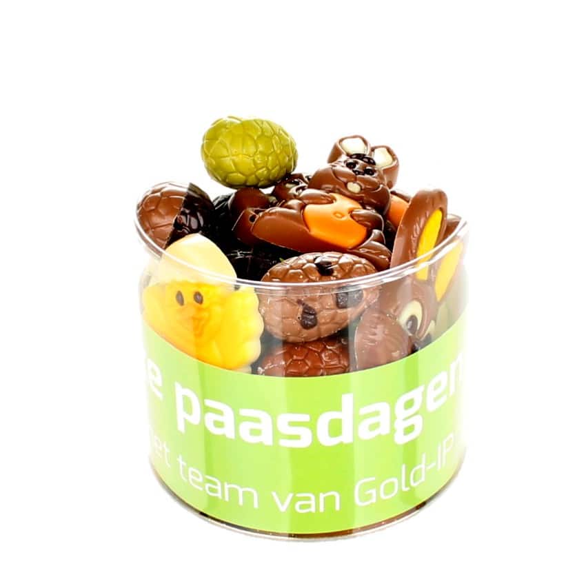 Paaschocolade in koker met eigen wikkel