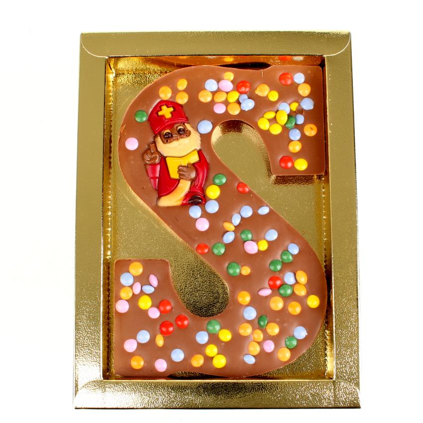 Luxe chocoladeletter met smarties wit - Afbeelding 2