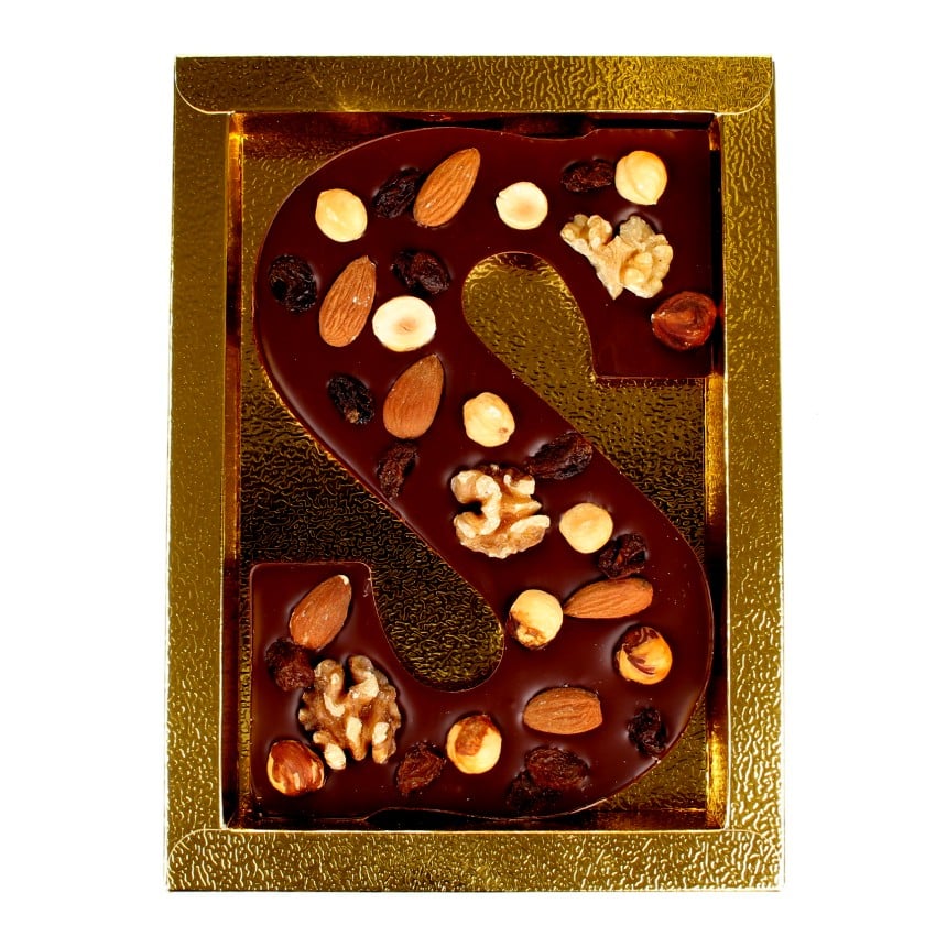 Luxe vegan chocoladeletter met noten (Lactosevrij) - Afbeelding 2