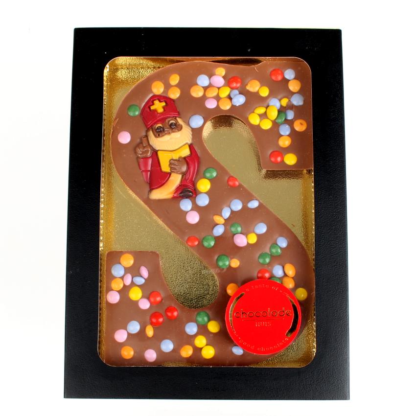 Luxe chocoladeletter met smarties wit - Afbeelding 3
