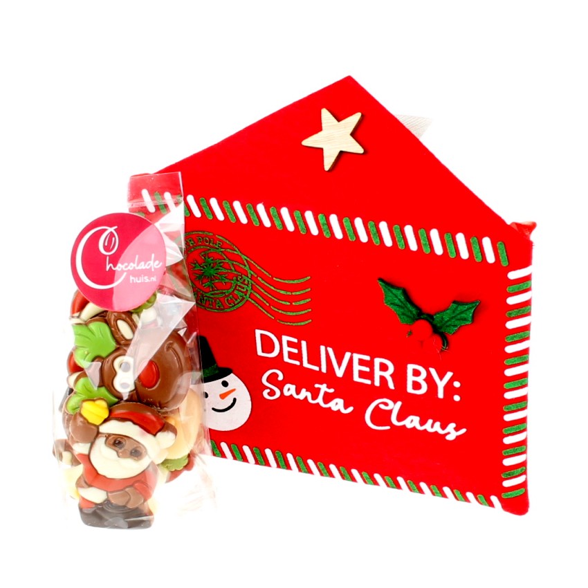 Tasje met zakje kerstchocolade