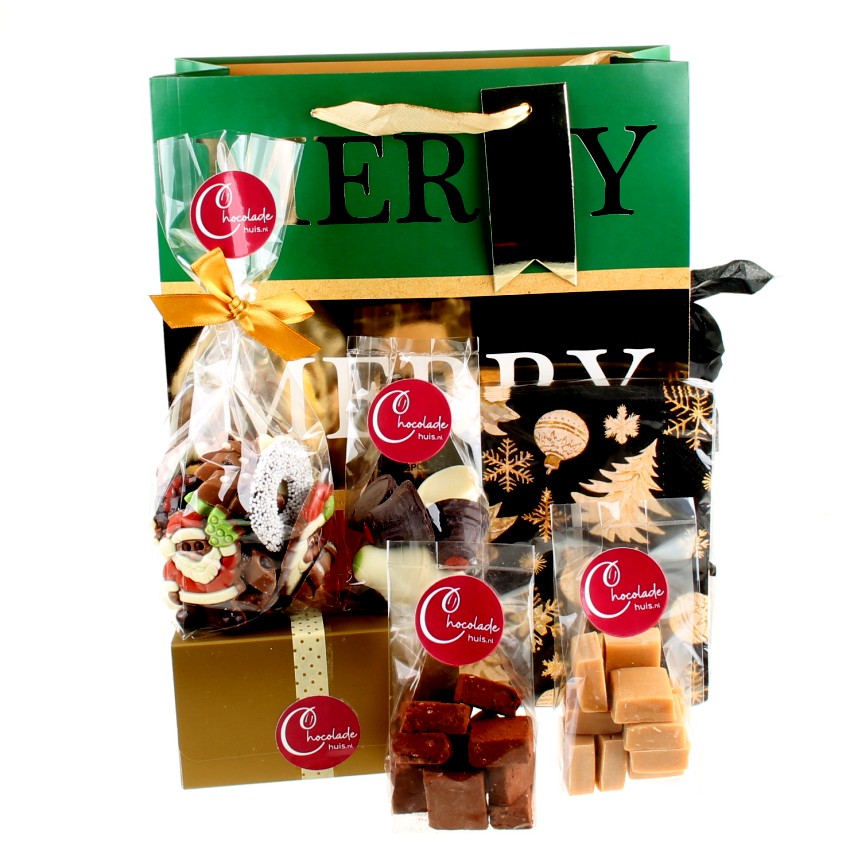 Feestelijk chocolade kerstpakket