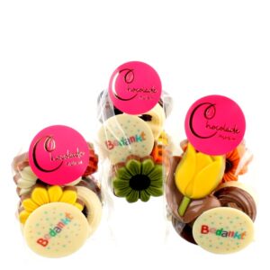 zakje chocolade met bedankt